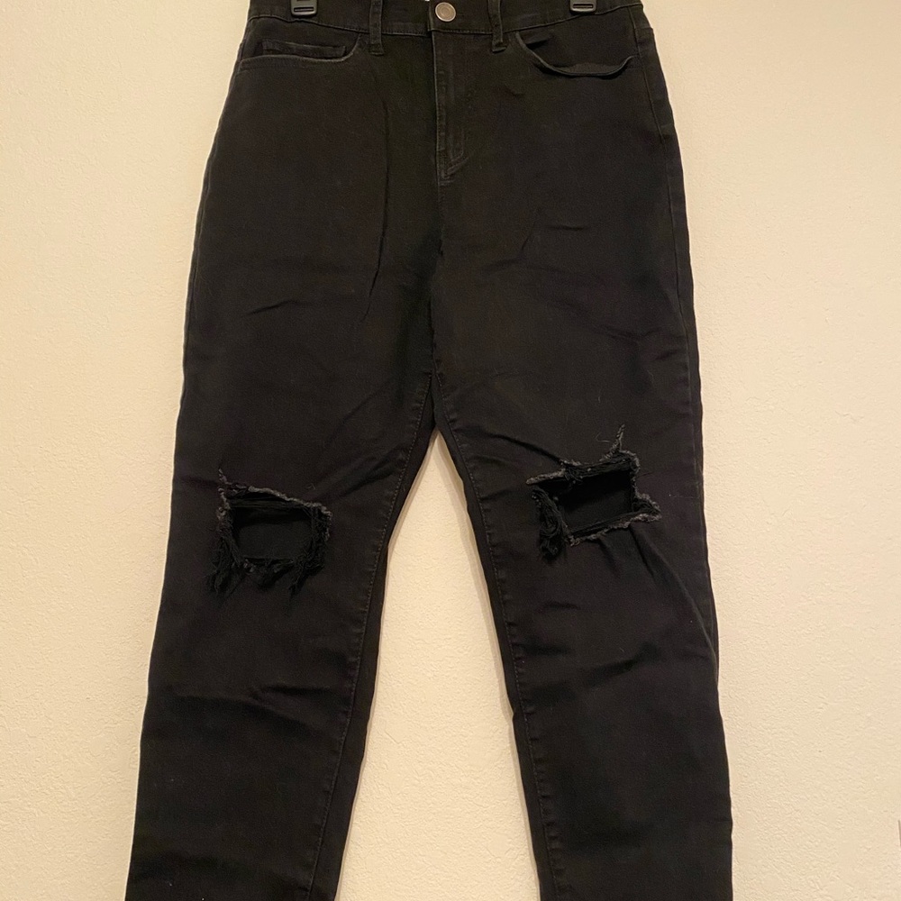 high rise distressed mom jeans